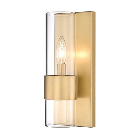 Z-LITE Lawson 1 Light Wall Sconce, Rubbed Brass & Clear 343-1S-RB